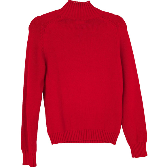 VTG 90s Y2K Womens J Crew Red 1/4 Zip Mock Neck Cotton Preppy Classic Sweater SM - Picture 4 of 7
